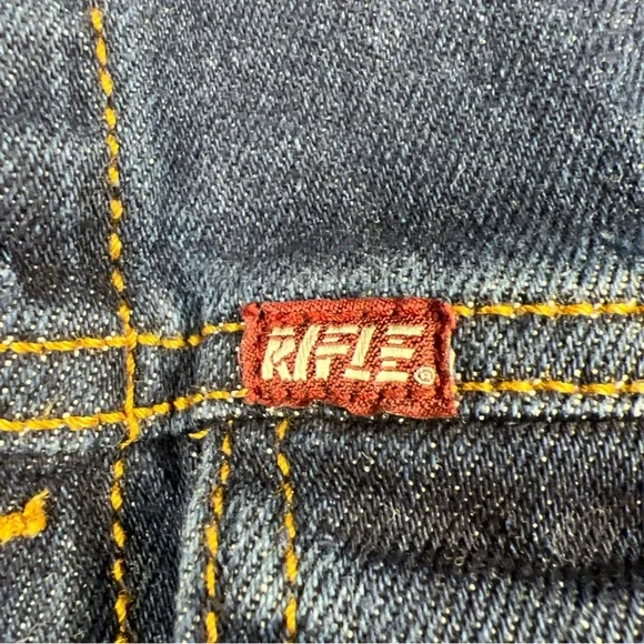 Rifle Denim Trucker Jacket Size Small Made in Italy Vintage Back Graphic RARE